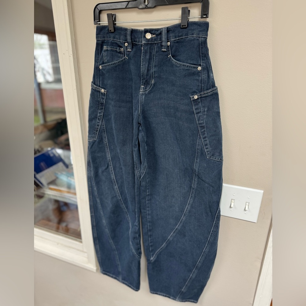Free People We The Free Sugar & Spice Barrel Jeans Spooky Blue 26 - Picture 4 of 8